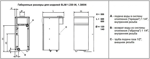 Напольный газовый котел одноконтурный 23кВт Baxi SLIM 1.230iN WSB43123347-