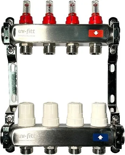 Группа коллекторная с расходомерами 4 отвода 1&quot;в/в x ¾&quot;ек Uni-fitt OPTIMAL 450B4304.RU