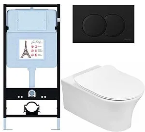 Комплект 6 в 1 Jacob Delafon Aleo E21731RU-BL с кнопкой E36496-BL черный матовый, 1