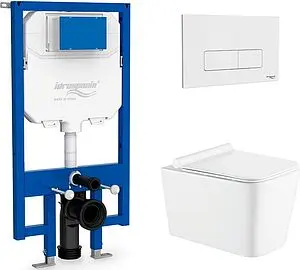 Комплект 5 в 1 Idrospania Menorca 40220+30350+AZ-0057 с кнопкой белый глянцевый, 1