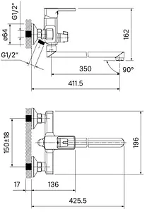 Смеситель для ванны с длинным изливом IDDIS Bild хром BILSB00i10WA Смеситель для ванны с длинным изливом IDDIS Bild хром BILSB00i10WA, 2