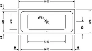 Ванна акриловая Duravit D-Code 180x80 700101000000000 Ванна акриловая Duravit D-Code 180x80 700101000000000, 2