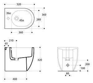Биде напольное Kerasan Flo белый 312001, 2