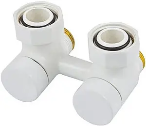 Узел нижнего подключения радиатора угловой М22x1.5 x ¾"ек Schlosser Exclusive белый 601000001 Узел нижнего подключения радиатора угловой М22x1.5 x ¾"ек Schlosser Exclusive белый 601000001, 1