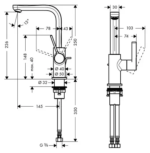 Смеситель для раковины Hansgrohe Metris S 230 хром 31159000 Смеситель для раковины Hansgrohe Metris S 230 хром 31159000