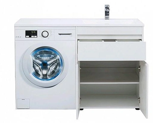 Тумба-умывальник напольная над стиральной машиной Aquanet Токио 130 R белый 00236917+00235502