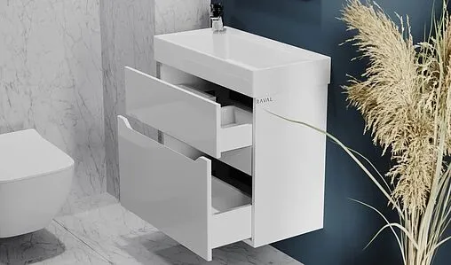 Тумба-умывальник подвесная Raval Brik 65 белый Brk.01.65/P/W/RL+17065-KL