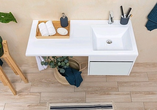 Тумба-умывальник подвесная над стиральной машиной Aquanet Токио 130 R белый 00236916+00235502