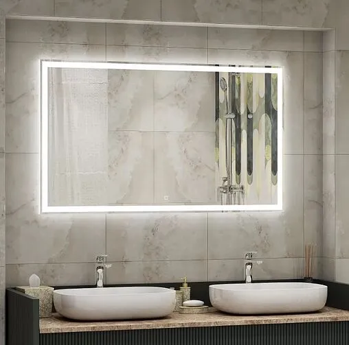 Зеркало с подсветкой Continent Mercury Led 91.5x68.5 с блоком погоды белый