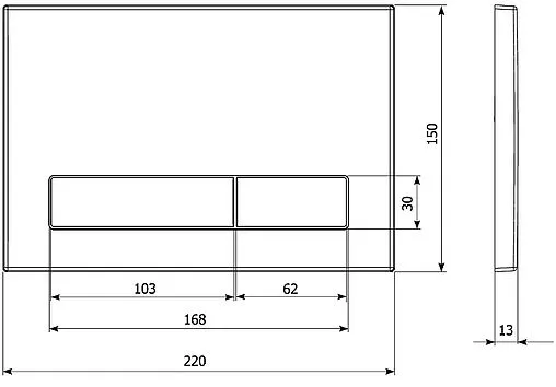 Клавиша смыва для унитаза KK-POL M16 350/PPS/015-00-00 сатин