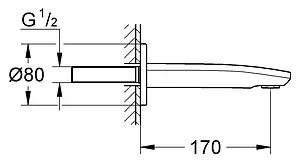 Излив для скрытого монтажа Grohe Eurostyle Cosmopolitan хром 13276002 Излив для скрытого монтажа Grohe Eurostyle Cosmopolitan хром 13276002, 2