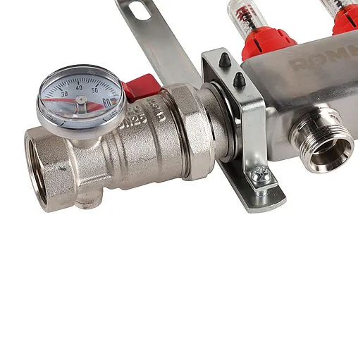 Группа коллекторная с расходомерами 2 отвода 1&quot;в/в x ¾&quot;ек Rommer RMS-1210-000002