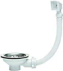 Выпуск с корзиной для мойки с прямоугольным переливом Wirquin хром 30717337 Выпуск с корзиной для мойки с прямоугольным переливом Wirquin хром 30717337, 1