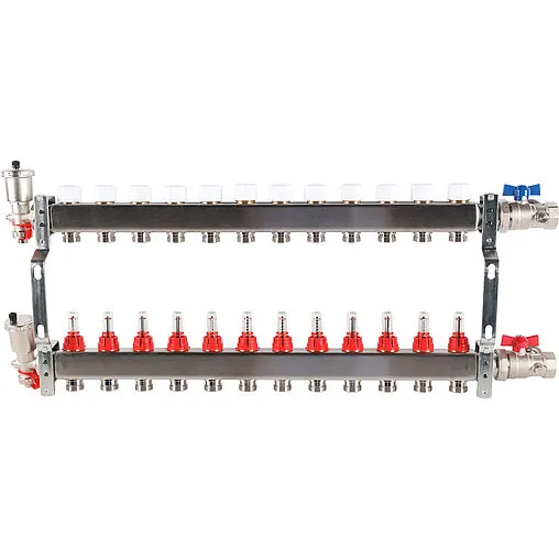 Группа коллекторная с расходомерами 12 отводов 1"в/в x ¾"ек Rommer RMS-1210-000012
