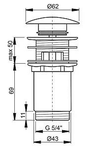 Выпуск автоматический для раковины с переливом Ravak ClickClack хром X01373 Выпуск автоматический для раковины с переливом Ravak ClickClack хром X01373, 2