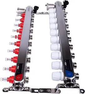 Группа коллекторная с расходомерами 10 отводов 1&quot;в/в x ¾&quot;ек FDV S1103C-2/10, 3