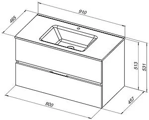 Тумба-умывальник подвесная Aquanet Алвита New 90 антрацит 00303919+00284029, 2