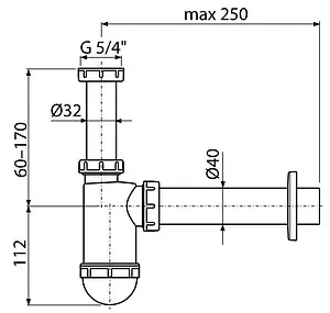 Сифон бутылочный для раковины AlcaPlast белый A43 Сифон бутылочный для раковины AlcaPlast белый A43, 2