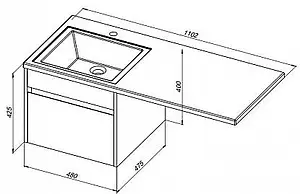 Тумба-умывальник подвесная над стиральной машиной Aquanet Токио 110 R белый 00236915+00235498, 2