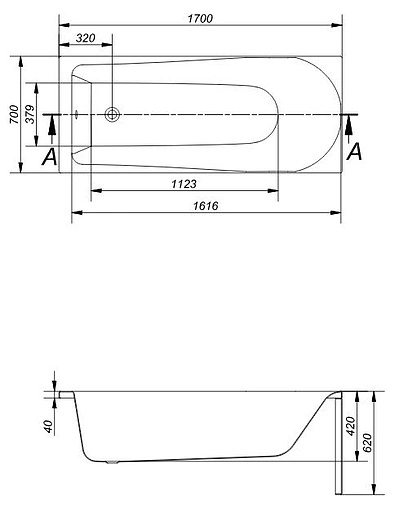Ванна акриловая Cersanit Flavia 170x70 P-WP-FLAVIA*170NL