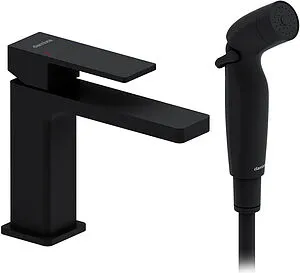 Смеситель для раковины с гигиеническим душем Damixa Gala чёрный матовый 530300300 Смеситель для раковины с гигиеническим душем Damixa Gala чёрный матовый 530300300, 1