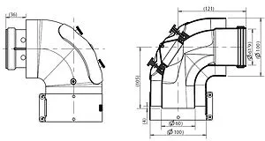 Колено для дымохода Ø 60/100мм ∠ 90° с ревизией Protherm 0020199405, 2