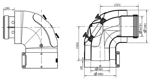 Колено для дымохода Ø 60/100мм ∠ 90° с ревизией Protherm 0020199405