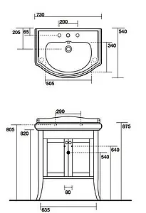 Тумба под умывальник напольная Kerasan Retro 76 noce (орех) 734940 Тумба под умывальник напольная Kerasan Retro 76 noce (орех) 734940, 2