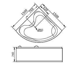 Ванна акриловая Gemy 150x150 G9041 O Ванна акриловая Gemy 150x150 G9041 O, 2