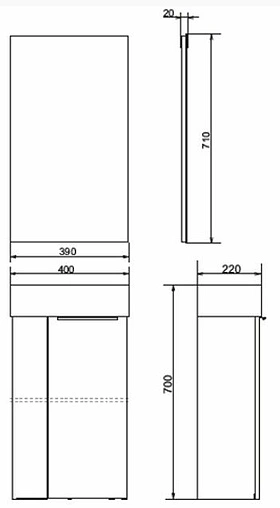 Тумба-умывальник подвесная Comforty Асти 40 дуб тёмно-коричневый 00-00000834CF