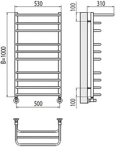 Полотенцесушитель водяной лесенка Terminus Арктур П10 500х1000 полированная сталь 4670078529459, 2