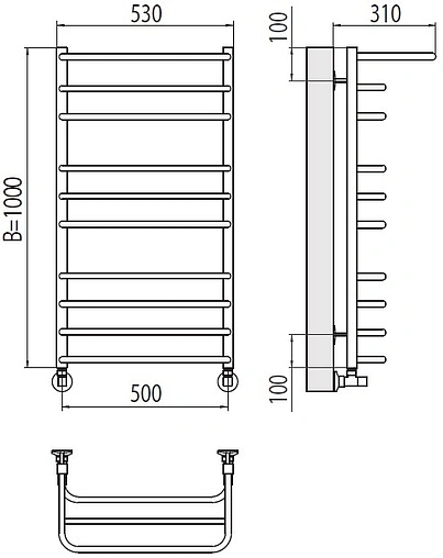 Полотенцесушитель водяной лесенка Terminus Арктур П10 500х1000 полированная сталь 4670078529459