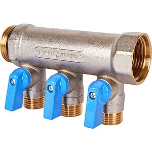 Коллектор запорный проходной 3 отвода синий 1"в/н x ½"н Stout SMB 6211 011203 Коллектор запорный проходной 3 отвода синий 1"в/н x ½"н Stout SMB 6211 011203, 5