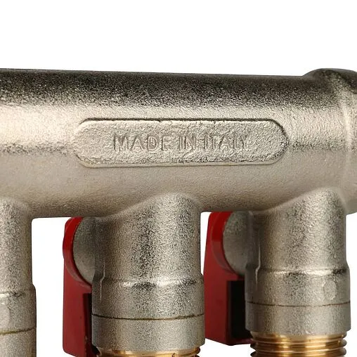 Коллектор запорный проходной 3 отвода красный ¾"в/н x ½"н Stout SMB 6200 341203