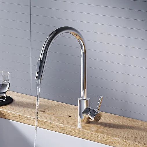 Смеситель для кухни с выдвижным изливом Dorff Logic хром D3007500