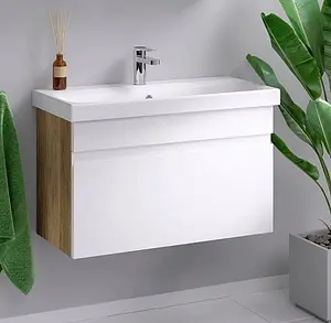 Тумба под умывальник подвесная Aqwella Smart 80 белый/дуб балтийский SRT0108DB Тумба под умывальник подвесная Aqwella Smart 80 белый/дуб балтийский SRT0108DB, 3