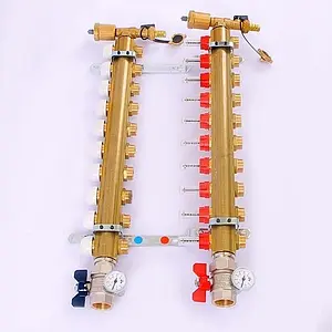 Группа коллекторная с расходомерами 10 отводов 1&quot;в/в x ¾&quot;ек Tiemme 3870011, 2