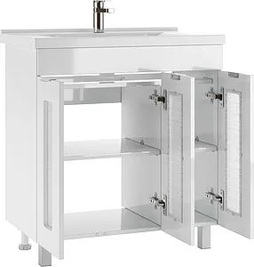 Тумба-умывальник напольная Айсберг Кристалл 80 белый DA1803T+1WH302251, 4