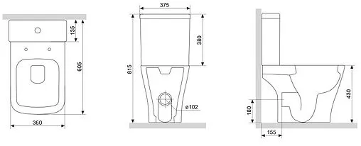 Унитаз-компакт безободковый Damixa Titan белый DX78C8600SC Унитаз-компакт безободковый Damixa Titan белый DX78C8600SC