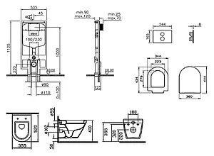 Комплект 5 в 1 VitrA S50 9003B003-7200 с кнопкой Sirius 740-0480 хром глянцевый Комплект 5 в 1 VitrA S50 9003B003-7200 с кнопкой Sirius 740-0480 хром глянцевый, 2