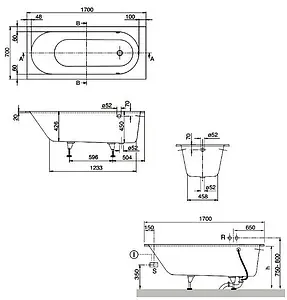 Ванна квариловая Villeroy&Boch Oberon 170x70 star white UBQ177OBE2V-96 Ванна квариловая Villeroy&Boch Oberon 170x70 star white UBQ177OBE2V-96, 2