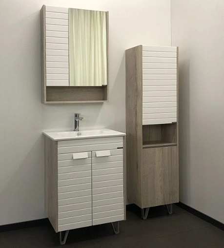 Шкаф-зеркало Comforty Клеон 60 дуб дымчатый 00-00002045CF