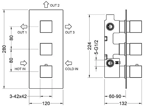 Душевая система с термостатом для душа Timo Tetra-thermo золото матовое SX-0179/17SM