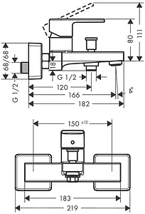Смеситель для ванны Hansgrohe Vernis Shape чёрный матовый 71450670 Смеситель для ванны Hansgrohe Vernis Shape чёрный матовый 71450670, 2