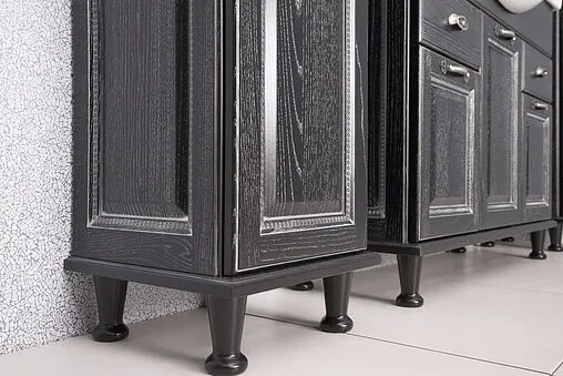 Шкаф-пенал напольный Aquaton Жерона 35 L черное серебро 1A158903GEM5L