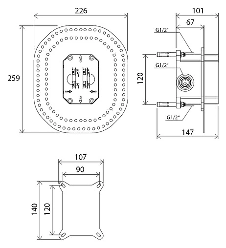 Скрытая часть Ravak R-box RB 070.50 X070052 Скрытая часть Ravak R-box RB 070.50 X070052