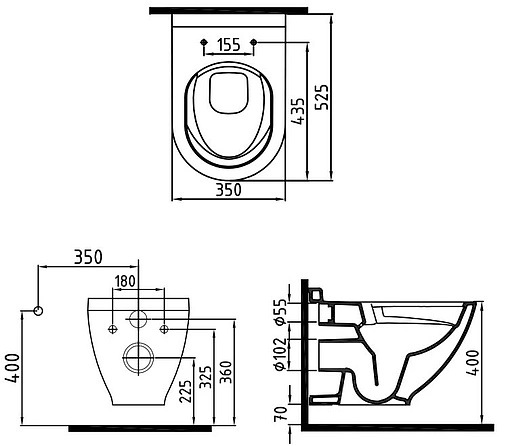 Унитаз подвесной безободковый Bien Harmony белый HRKA052N1VP0W3000