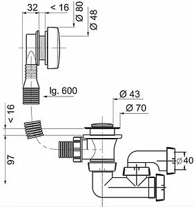 Слив-перелив для ванны Wirquin SP5603 хром 30717567 Слив-перелив для ванны Wirquin SP5603 хром 30717567, 2