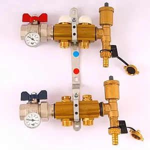 Группа коллекторная с расходомерами 2 отвода 1&quot;в/в x ¾&quot;ек Tiemme 3870027, 2