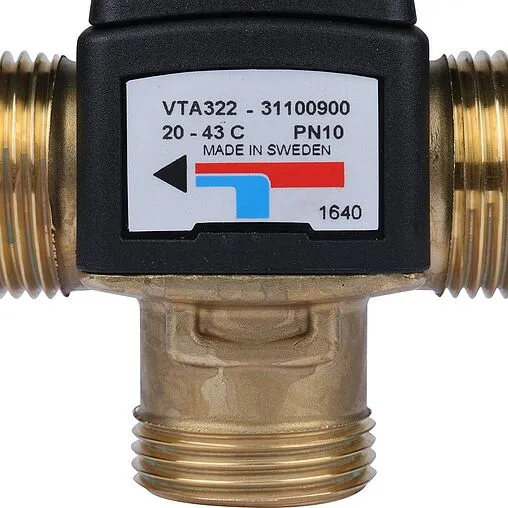 Трехходовой термостатический смесительный клапан 1&quot; +20...+43°С Kvs 1.6 ESBE VTA322 3110 09 00